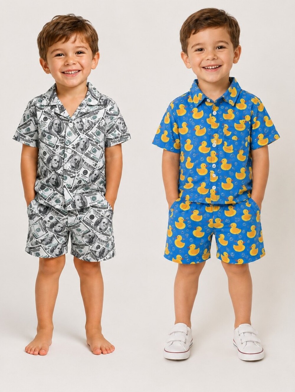 SHEIN BOYS SET OF 2 OUTFITS MONEY PRINT & DUCKS SZ 4T